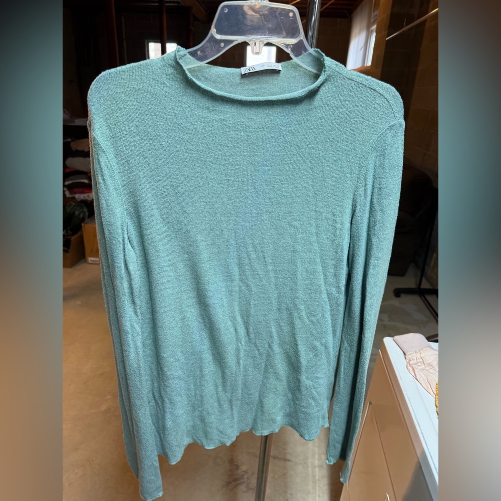 Zara Mint Green Knit Top Wool